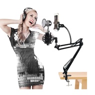 FULL SET PAKET MIC BM8000 HP Holder SMULE Podcast Karaoke MUSIC STUDIO