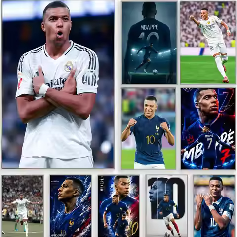 worldclass athlete Kylian Mbappe Poster Classic Wall Art Home Decor Peel and Stick Unframed