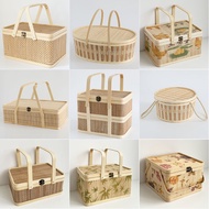 Liangsheng Bamboo Basket Moon Cake Tea Gift Box Packaging Portable Storage Basket Picnic Bread Basket Rice Dumpling Bask