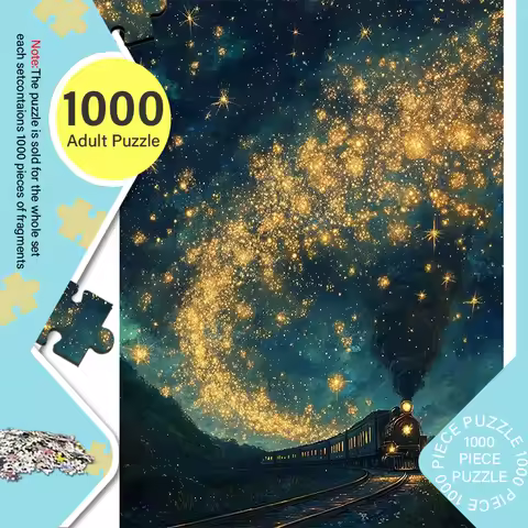 A Box of 1000pcs Adult Mini Puzzle with Train Starlight Design - Scratch-Resistant, High Difficulty,