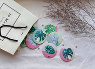 BLR 觀葉植物 吸水杯墊 四入一組 檸檬水芋 彩葉芋 龜背芋 龍鱗