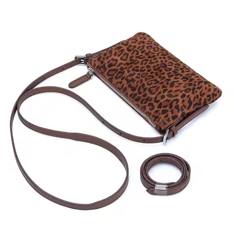 Suede Leather Women Messenger Bags Small Cowhide Ladies Clutch Wallet Leopard Print Female Shoulder 