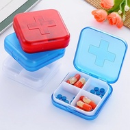 AT-🎇Four-Grid Sub-Package Mini Medicine Separating Box Travel Portable a Week Portable Cute Small Accessories Pill Stora