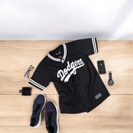 HITAM Black Dodgers Baseball Jersey Baseball Shirt