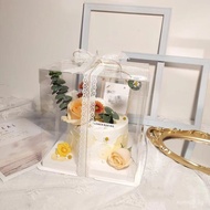 Fully Transparent Birthday Cake Packaging Box Single and Double Layer Handheld4/6/8/10/128inch trans
