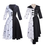 Cosplay Costume - Movie 101 Dalmatians Black & White Cruella de Vil Anime Style