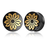Twolobes 2Pcs Classic gauges Flowers Ear Plugs Tunnels Hypoallergenic 316 Stainless Steel Ear Gauges