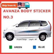 TOYOTA AVANZA Sticker Car Body Side Lining Decal [Ready Stock] Pelekat Stiker Kereta (Design 3)