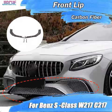 For Benz S Class W217 C217 S63 S65 For AMG Coupe 2014-2017 Carbon Fiber Car Front Bumper Lip Diffuse