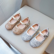 Girls Crystal Shoes Kids Flat May Janes Rhinestone Sequins with Pearls Beading Bling Shiny Party Wed