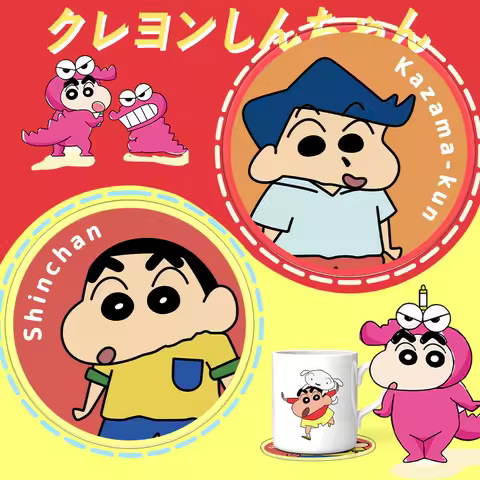 Crayon Shin Chan Cartoon Anime Meal Mat Coffee Mat Cute Round 8cm Acrylic Coaster Double Layer Heat 
