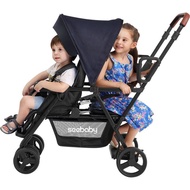 Two-Child Stroller Big and Small Baby Walk the Children Fantstic Product Wagon Twin Baby Stroller Double Sitting Lightweight Folding Sitting Lying