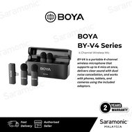 BOYA BY-V4 / V4D / V4U 4-Channel Lavalier Lapel Wireless Microphone. Noise Cancellation for Type-C P
