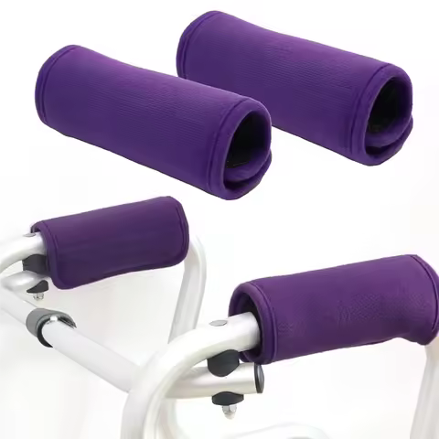 RMWIN-2Pcs Set Walker Hand Grip Covers, Soft Padded Handles, Purple For Wheelchairs And Walkers