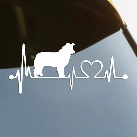 Border Collie Dog Heartbeat Lifeline Decal Car Sticker Waterproof Auto Decors on Car Body Bumper Rea