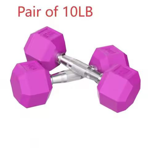 Color Rubber Hex Dumbbell Set - Pairs of 5, 10, 15, 20, 25, 30LB, Anti - Roll Design, Home Gym Weigh