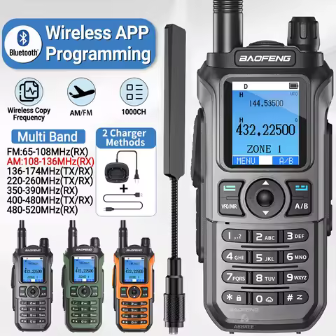 Baofeng UV-21 PRO V3 Full Band Walkie Talkie Bluetooth Programming AM FM Wireless Copy Frequency 100