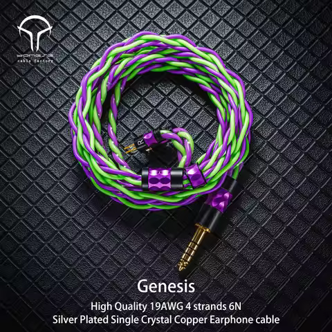 YONGSE Genesis 6N Cable High Quality 19AWG 4 strands Silver Plated Single Crystal Copper Earphone Ca