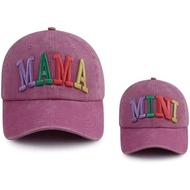 Kahhrepa 2PCS Mama and Mini Hats for Women Girls, Funny Adjustable Embroidered Cotton 3D Mom Daughte
