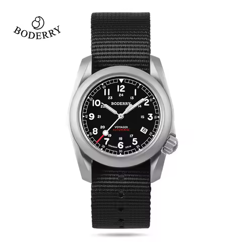 BODERRY Men's Field Watches Titanium Automatic For TMI Top Brand Dive Wristwatch 100M Waterproof Clo