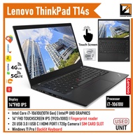 Lenovo ThinkPad T14s Laptop(1 YEAR WARRANTY T&C)Core i7/10th GEN 14"Display 16GB RAM Windows 10/11 P