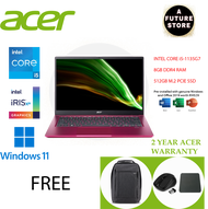 Acer Swift 3 SF314-511-504D 14'' FHD Laptop Berry Red ( I5-1135G7, 8GB, 512GB SSD, Intel, W11, HS )