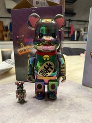 Bearbrick 招財貓黑色電鍍透明100％ & 400％,