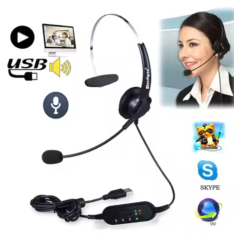 SzKosTon High Quality USB Headset Noise Canceling Adjustable Operator Dedicated Headphones with Micr
