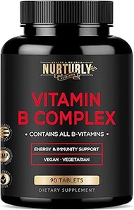 Vitamin B Complex - Contains All Essential B Vitamins Including B1, B2, B3, B5, B6, B7, B9, B12 and 