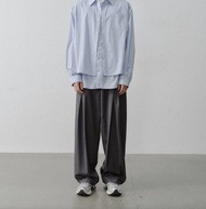 日系復古 條紋直筒西裝休閒褲