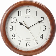 Seiko Wall Clock Quiet Sweep Second Hand Dark Brown Solid Oak Case