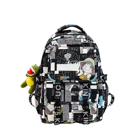 BANDAI One Piece Monkey D. Luffy Anime Graffiti Backpack Large Capacity Waterproof For Teen Boys Gir