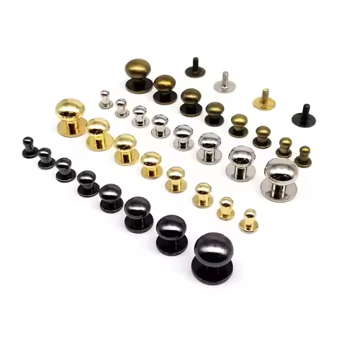 10pcs 4mm 5mm 6mm 7mm 8mm 10mm 12mm Metal Round Ball Head Leather Bag Purse Belt Chicago Screw Back 