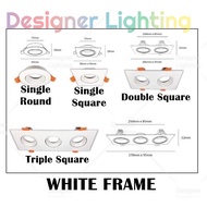 Eyeball Casing [White Frame] with GU10 Bulb Single Double Triple Designer  Effect Lampu Eyeball Fitting (EB-620-Series)
