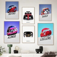 Formula 1 Race Track F1 Helmet Steering Wheel Art Canvas Painting Nordic Posters And Prints Wall Pic