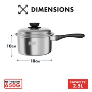 555 Classic Stainless Steel Saucepan - 304 Stainless Steel for Gas Induction Halogen & Electric