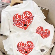 Love You Singapore with Angkukueh Girl  Family Matching Outfit Singapore T-shirt National Day Family