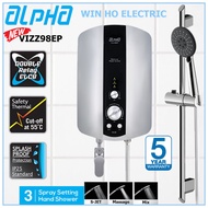 (FREE SHIPPING) ALPHA VIZZ98EP / VIZZ-98EP Instant Water Heater with Built-In Turbo Booster Pump and Double Relay ELCB Protection ( Misty Silver )