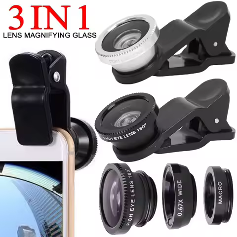 Universal 3 In 1 Fish Eye Lens Wide Angle Macro Smartphone Fisheye Lens Zoom For iPhone Xiaomi Huawe
