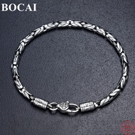 BOCAI S925 Sterling Silver Bracelet for Men Women 2023 New Fashion Six Syllable Mantra Vajra Pestle Twist-Chain Argentum Bangle