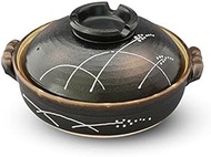 CtoC Japan Select 40-02266/2-979524 Earthenware Pot, Black, No. 8 Deep Pot, 9.8 inches (25 cm), 6.6 gal (2.1 L), Direct Fire, Microwave/Oven Safe, Banko Ware