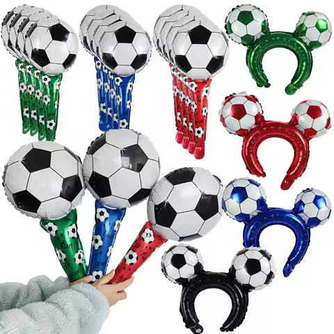 Soccer Party Balloons Decoration Handheld Football Balloon Soccer Headband Balloon Kids Toys Balloon