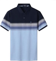 MMLLZEL Gradient POLO T-shirt men's summer cotton silk cotton men's striped short sleeves (Color : D, Size : L code)