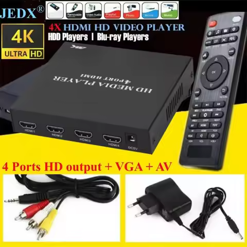 Full HD 4K/1080P USB External HDD Player Host Support MKV AVI U Disk SD MMC 4xHDMI Media Video Playe