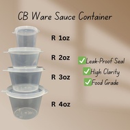[Ready Stock] 1oz/2oz/3oz/4oz Disposable Plastic Sauce Container/Sauce Cup with Hinged Lid/ Bekas So
