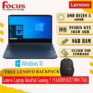 Lenovo Laptop IdeaPad Gaming 3 15ARH05(82EY00SCMJ)/AMD Ryzen 5 4600H 4.0Ghz/8GB D4/512GB SSD/15.6"/GTX 1650Ti