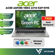 Acer Aspire Vero AV14-52P-58H1 / AV14-52P-5915 Laptop Intel i5-1335U 8GB 512GB Intel UHD 14" FHD W11