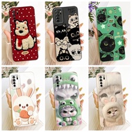 For Huawei Nova 7 SE 5G / P40 Lite (5G) CDY-NX9A CDY-NX9B Cute Cat Rabbit Cartoon Phone Casing Lens 