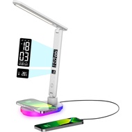 LED Desk Lamp with 10W QI Wireless Charging, Flexo Table Lamp with 3 Colors and 5 Brightness Levels 