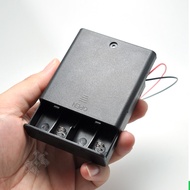 ENGLAB 4 Slots AA Battery Holder, Plastic AA Battery Case with Switch and Cover